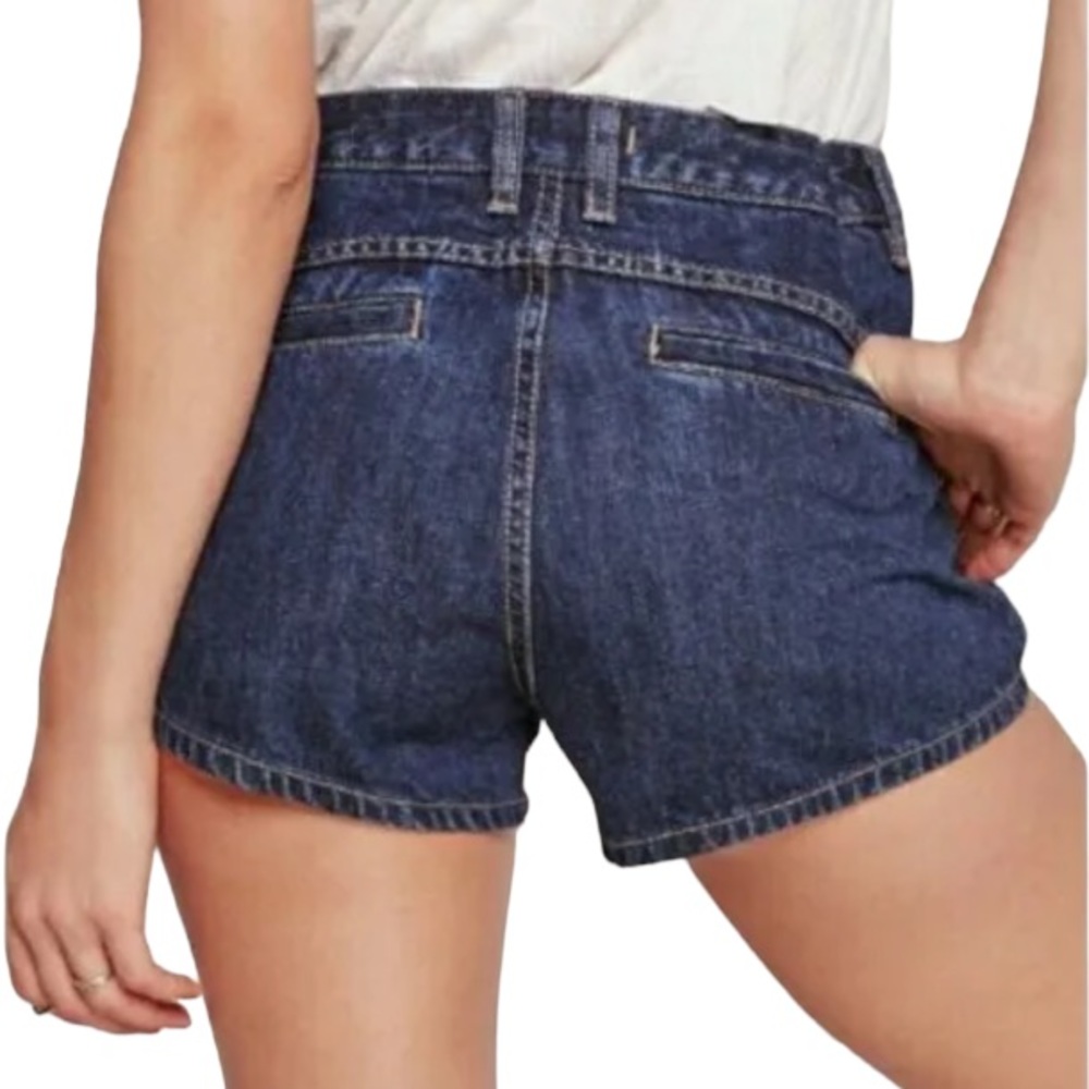 FREE PEOPLE Sweet Surrender High Rise Eyelet Banded Waist Denim Short Dark Denim - Picture 3 of 6